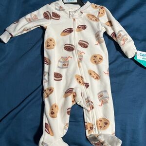 Carters Milk and Cookies Fleece Footed Pajamas 0-3 Months
